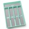 Silverware Organizer with Icons,Plastic Cutlery silverware Tray for Drawer,Utensil Flatware Tableware Organizer for Kitchen with Non-slip TPR,Fits Standard Drawer,5-Compartment,Light Blue